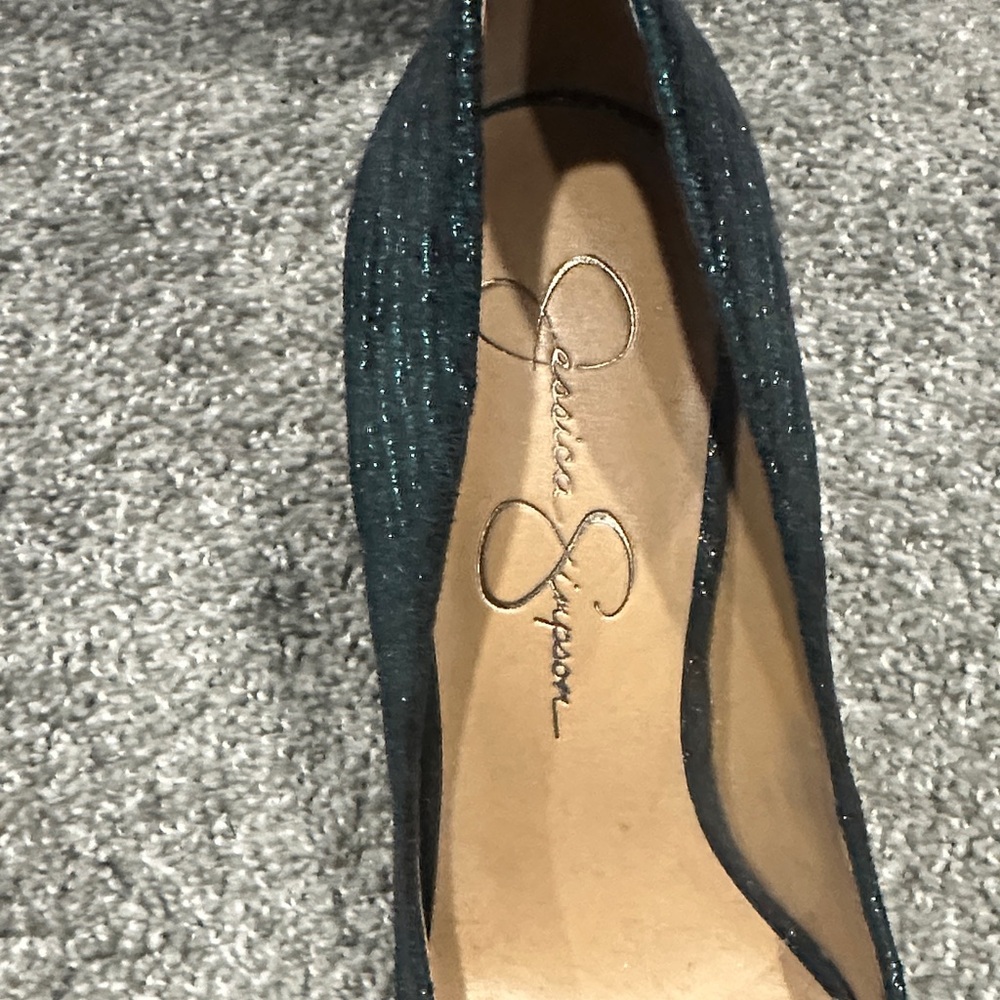 Jessica Simpson Shimmering Teal Heels - Picture 2 of 4